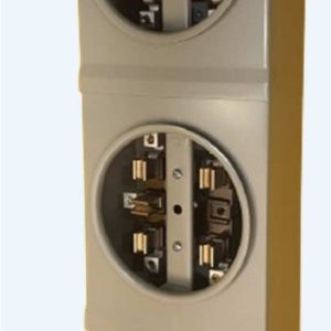 Single-phase 5-terminal 125 amp dual integral metering base. overhead power supply