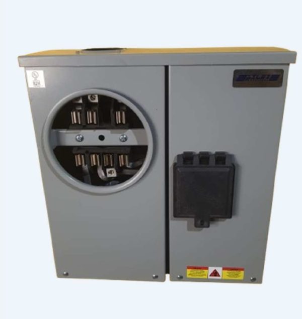 Three-phase 7-terminal 125 amp integral metering base with underground feed