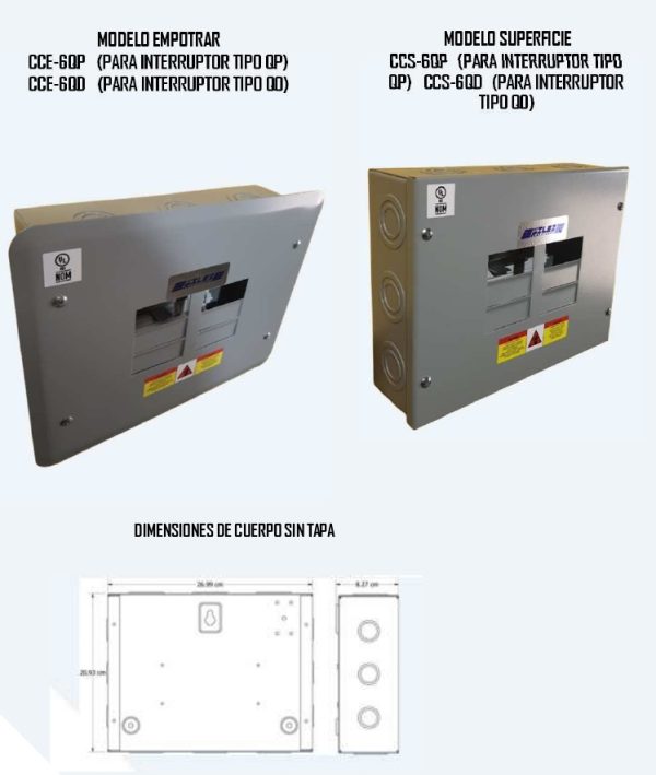 Single-phase load center 6 circuits type QP and type QD